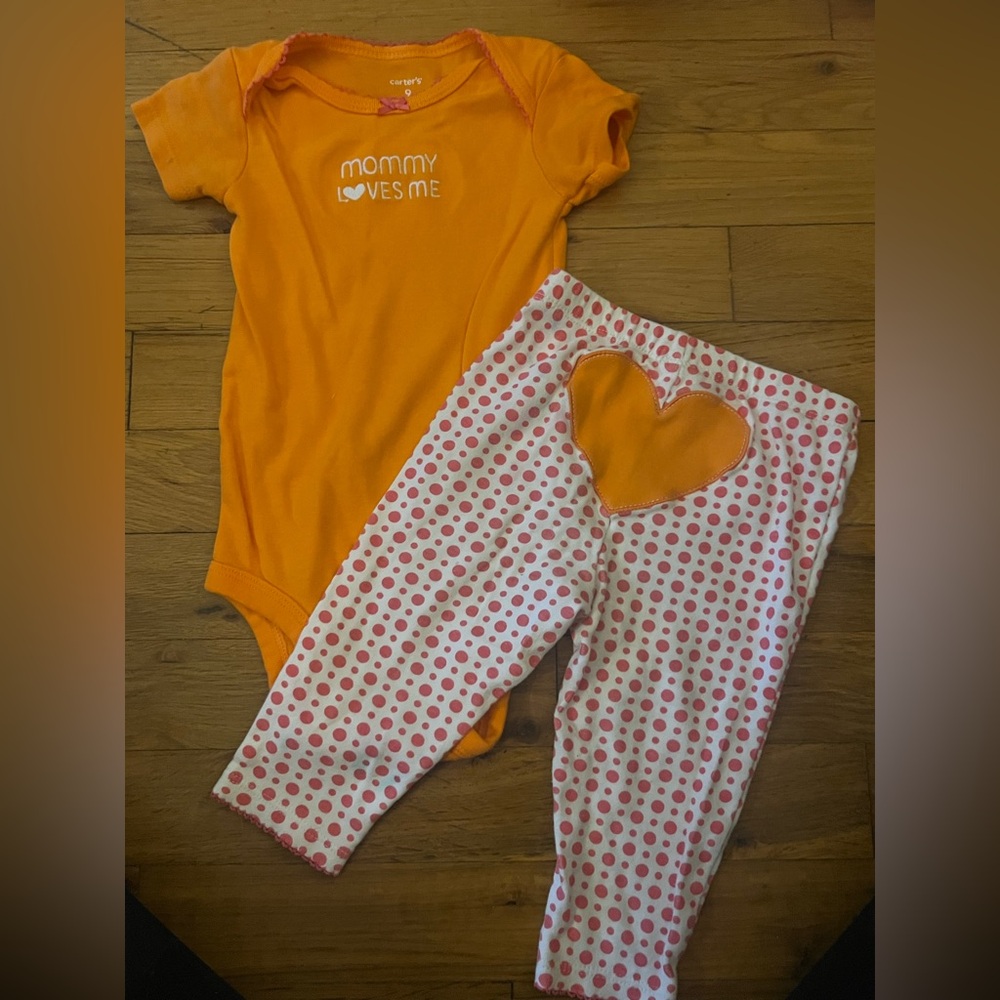 Carter's Orange and Pink Heart matching Set